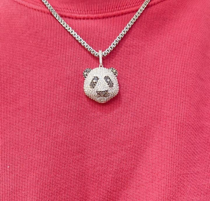 Iced Out Panda Pendant | Moissanite Pendant Unisex Jewelry | Hip Hop Bling Necklace Charm | Unique Statement Gift for Him or Her