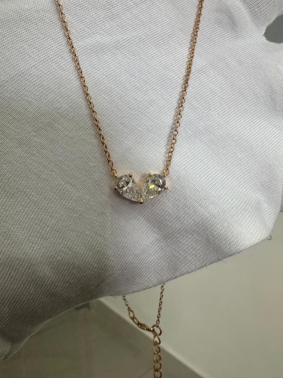 Romantic Pear Moissanite Pendant Necklace | 18k Gold Vermeil, 2 Carat Sparkle