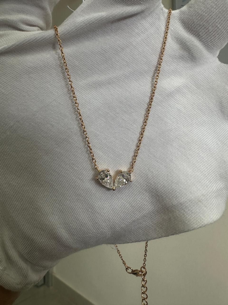 Romantic Pear Moissanite Pendant Necklace | 18k Gold Vermeil, 2 Carat Sparkle