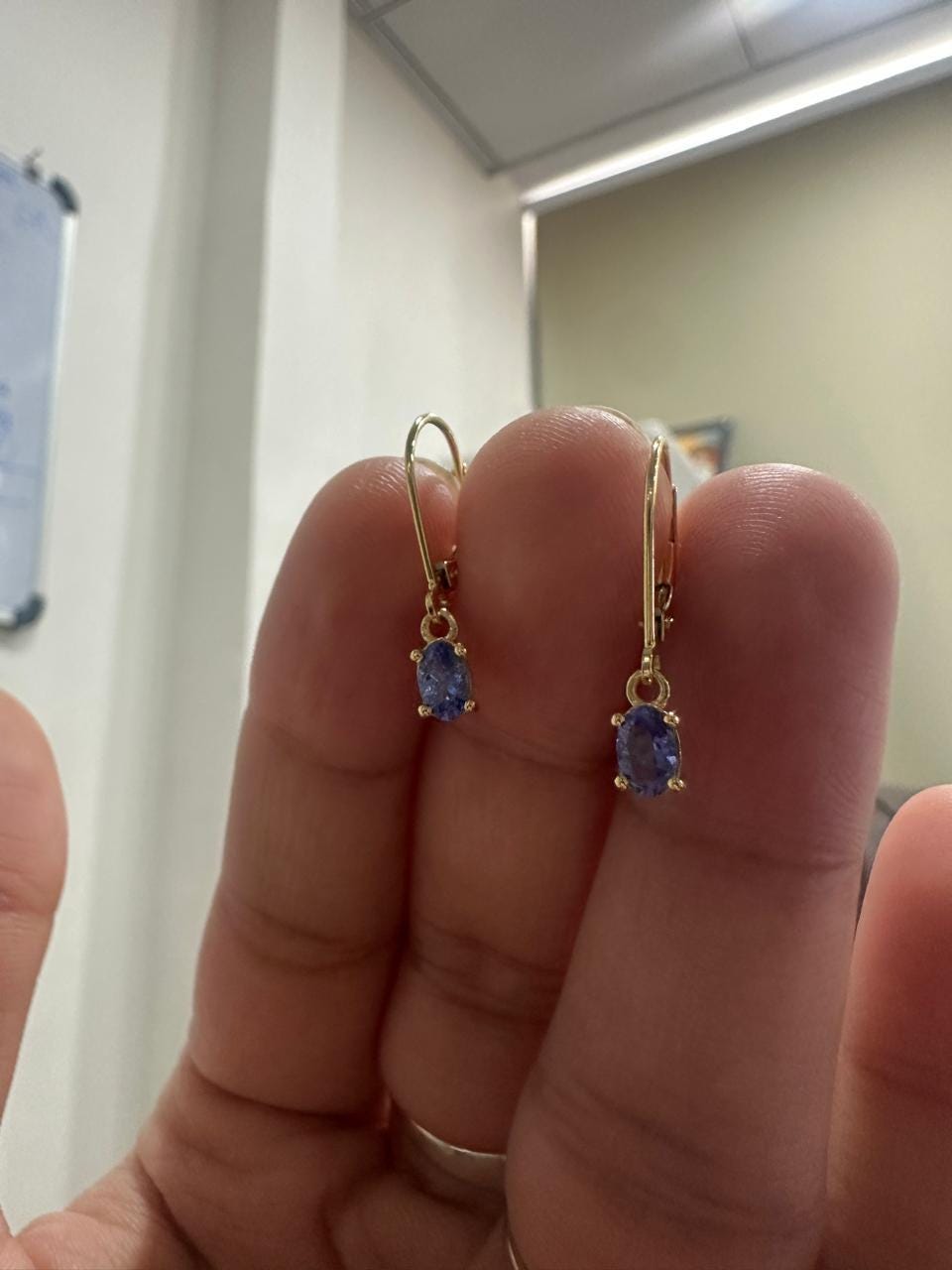 14K Gold Blue Tanzanite Dangle Earrings: Minimal Earrings for Gift, December Birthstone