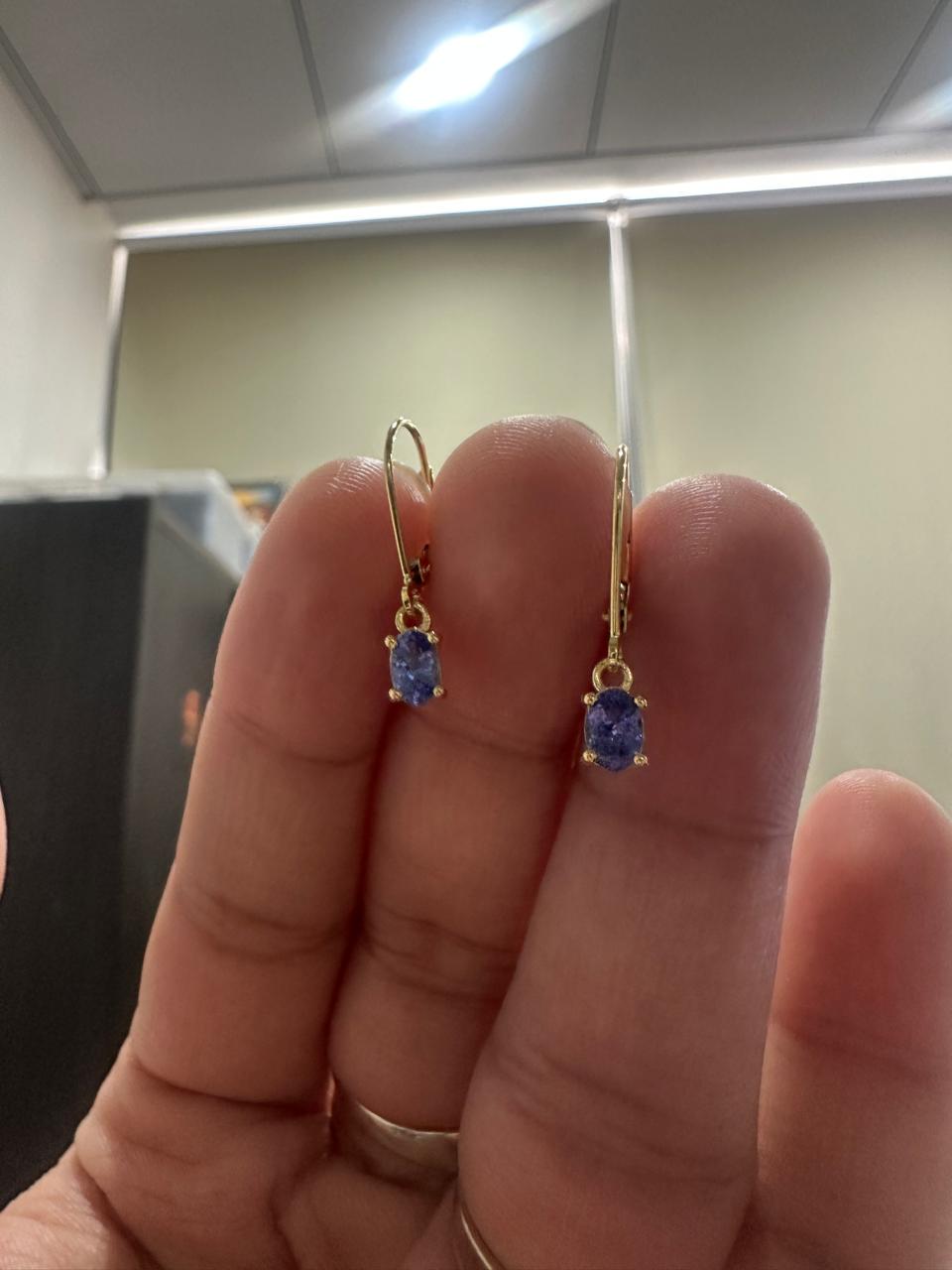 14K Gold Tanzanite Drop Earrings | December Birthstone, Lever Back Dangle Jewelry for gift
