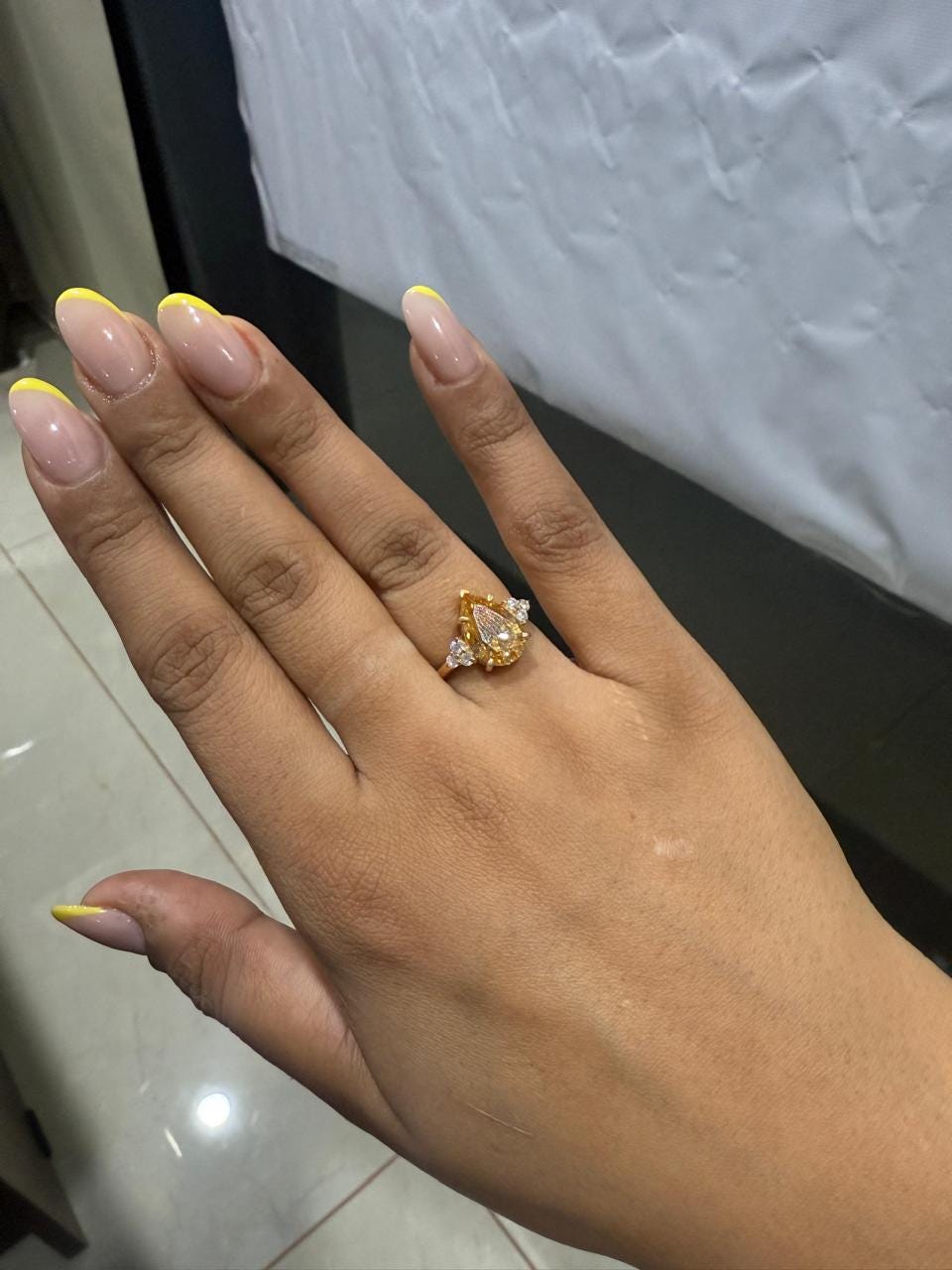 4CT Yellow Pear Moissanite Ring | 14K Yellow Gold, Luxury Engagement Gift for her