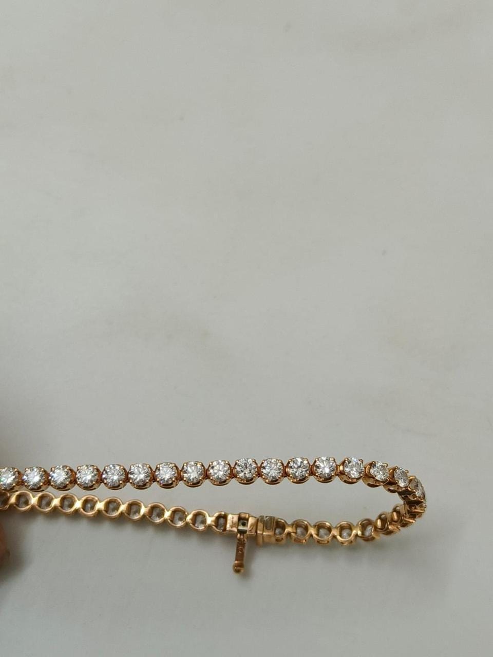 Moissanite Tennis Bracelet: 14K Gold Vermeil, Round Cut (13 Carats)