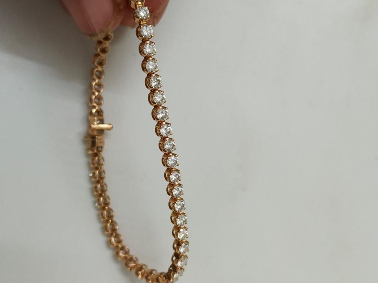 Moissanite Tennis Bracelet: 14K Gold Vermeil, Round Cut (13 Carats)
