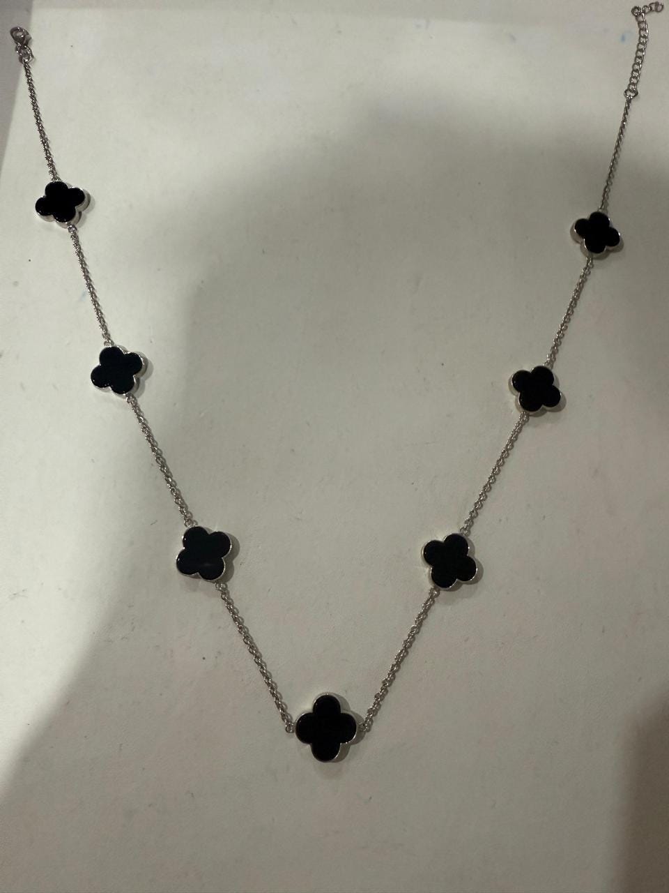 Sterling Silver Black Clover Necklace - Minimalist Lucky Charm