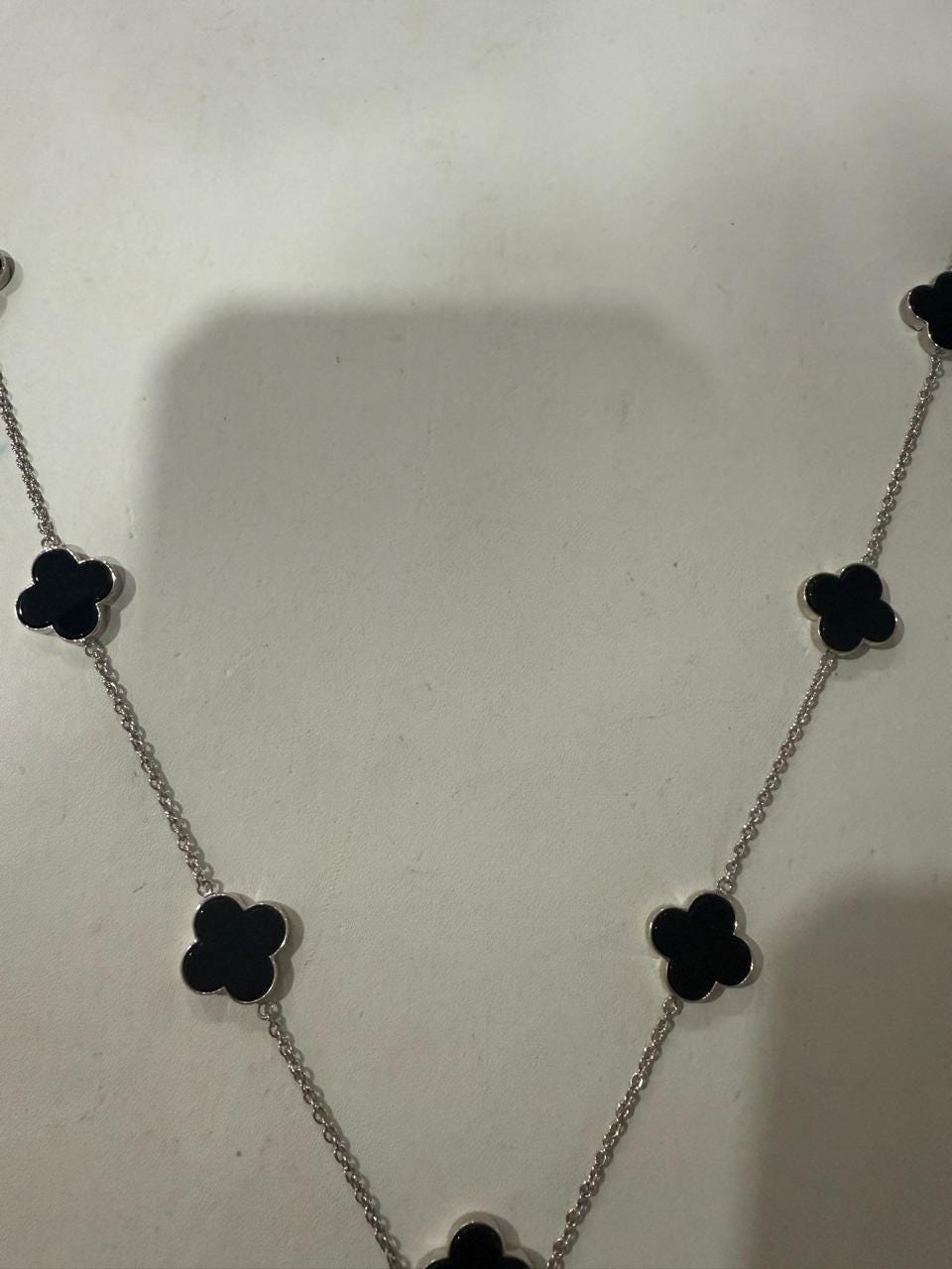 Sterling Silver Black Clover Necklace - Minimalist Lucky Charm