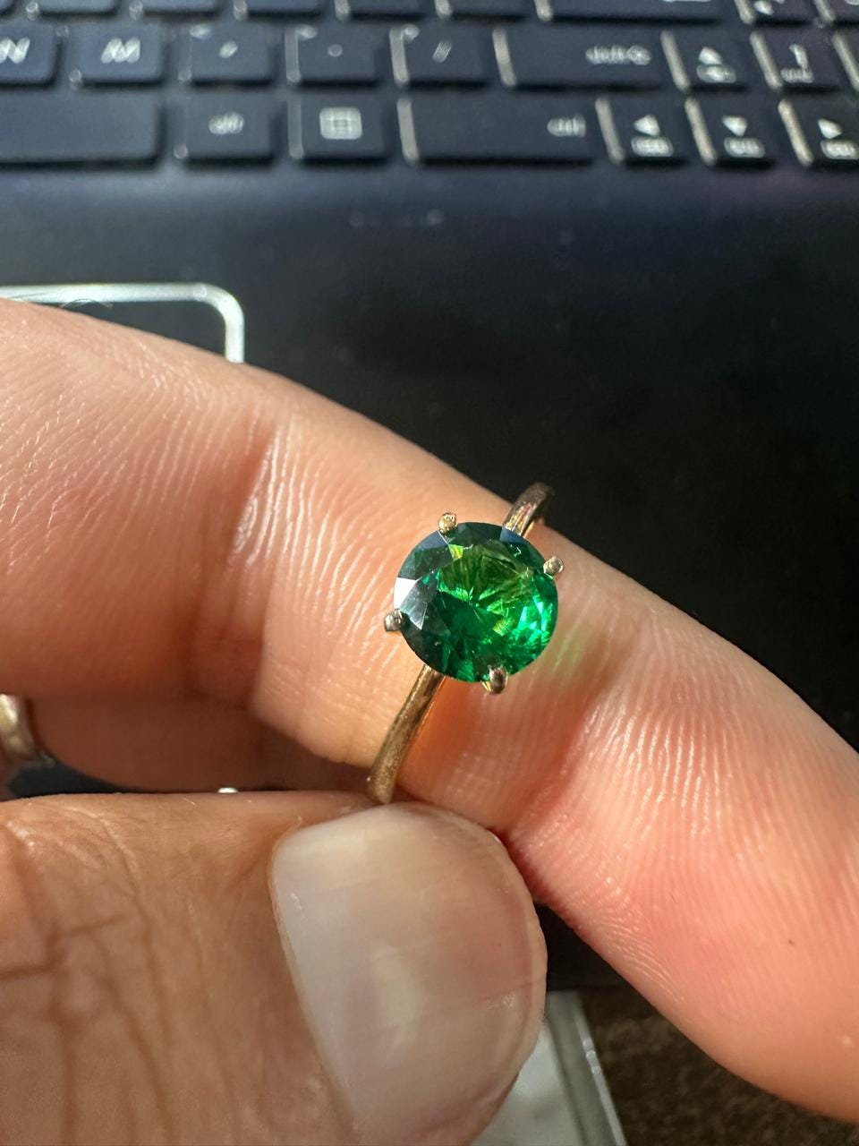 Lab-Grown Emerald Solitaire Ring: 14K Yellow Gold Engagement Ring