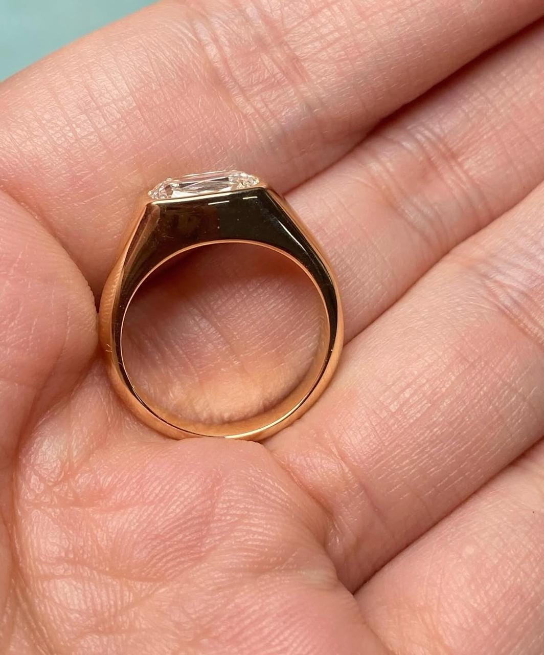 Moissanite Signet Ring: 14K Gold Vermeil Sterling Silver Statement Jewelry