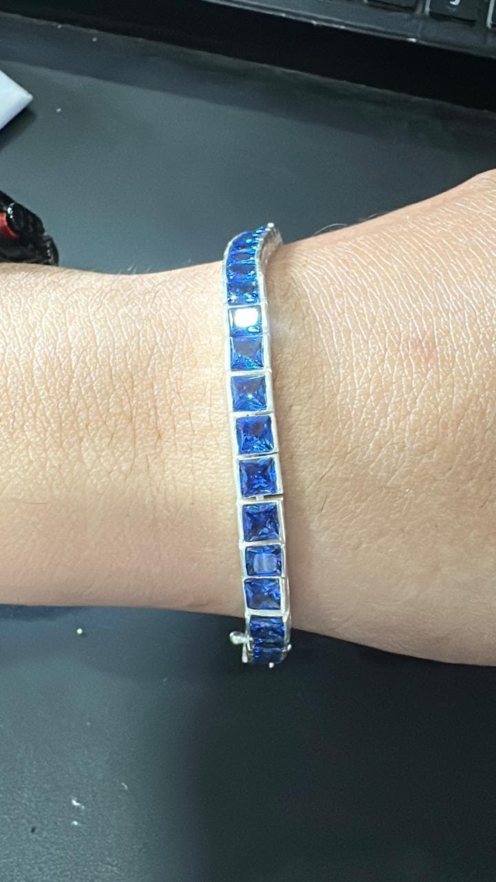 3 mm Sterling Silver Sapphire Tennis Bracelet - Royal Blue Gemstone Jewelry