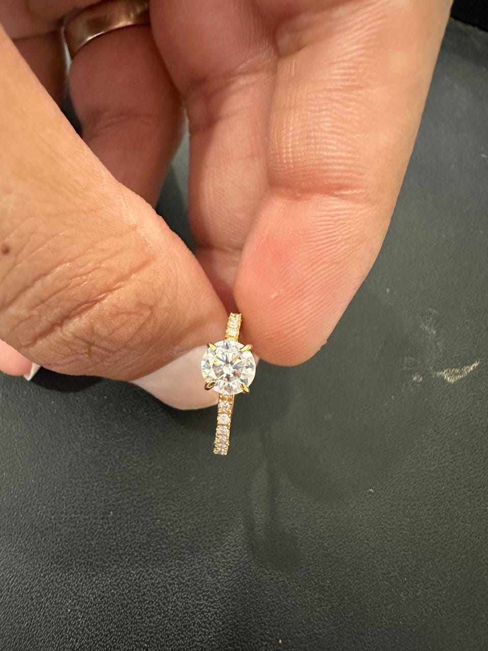 14K Gold Moissanite Engagement Ring: 1 CT Pave Wedding Band, Gift for her