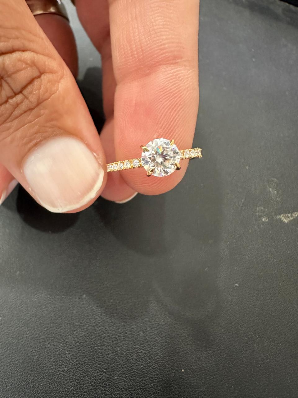 14K Gold Moissanite Engagement Ring: 1 CT Pave Wedding Band, Gift for her