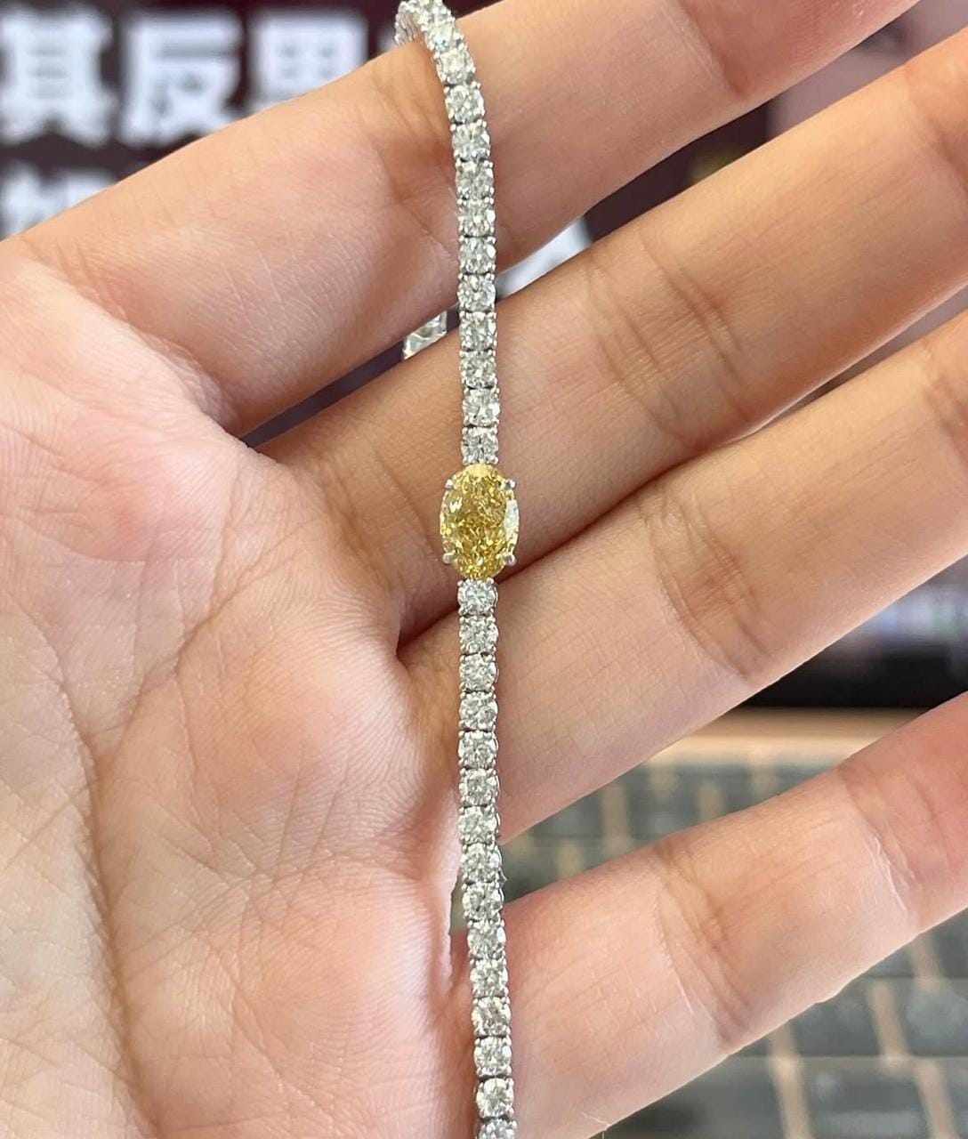 Yellow Diamond Moissanite Tennis Bracelet | 925 Silver, 14K White Gold Finish