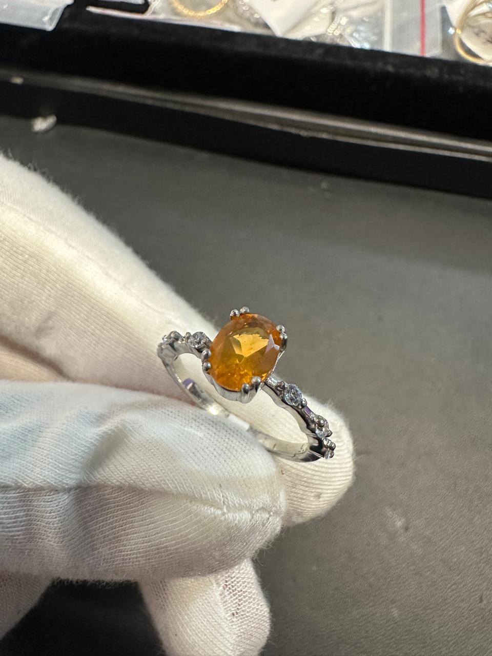 Oval Fire Opal Ring for women | Platinum 925 Silver, Gemstone Jewelry for Gift