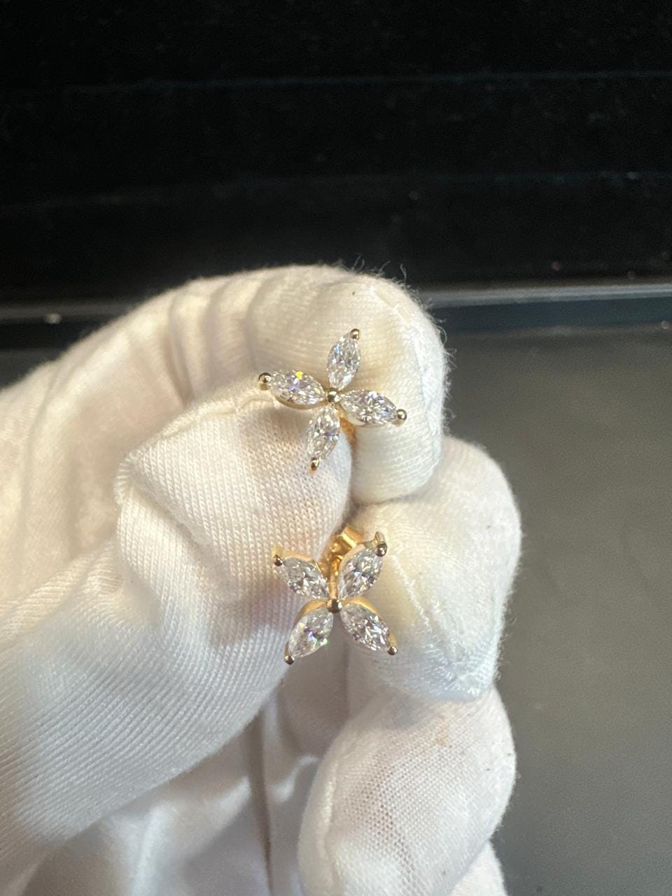 Moissanite Flower Earrings | 14K Gold Vermeil, Sterling Silver Studs
