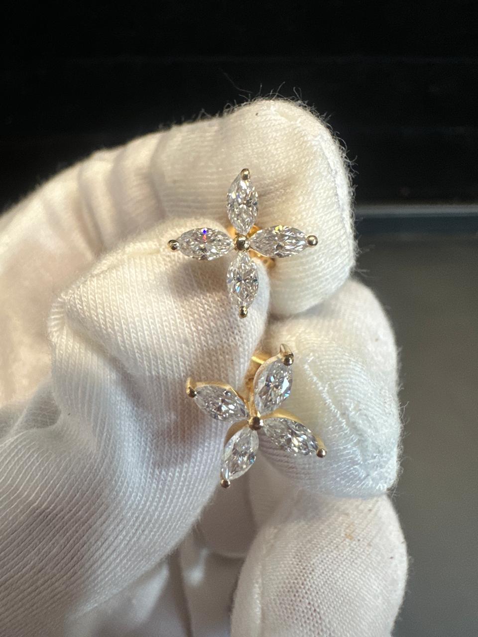 Moissanite Flower Earrings | 14K Gold Vermeil, Sterling Silver Studs
