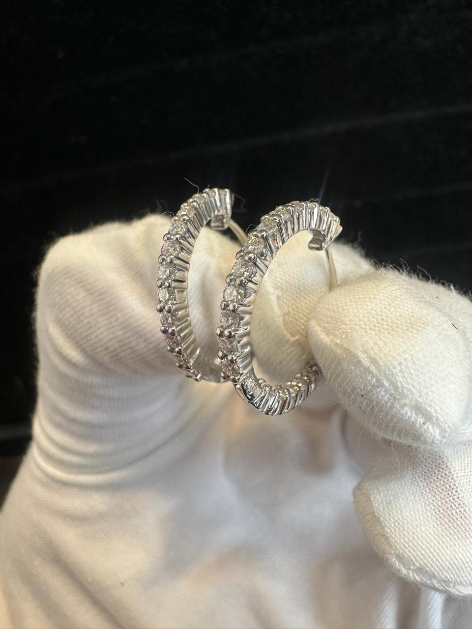 Moissanite Hoop Earrings | Platinum Over 925 Silver, Bridal Jewelry