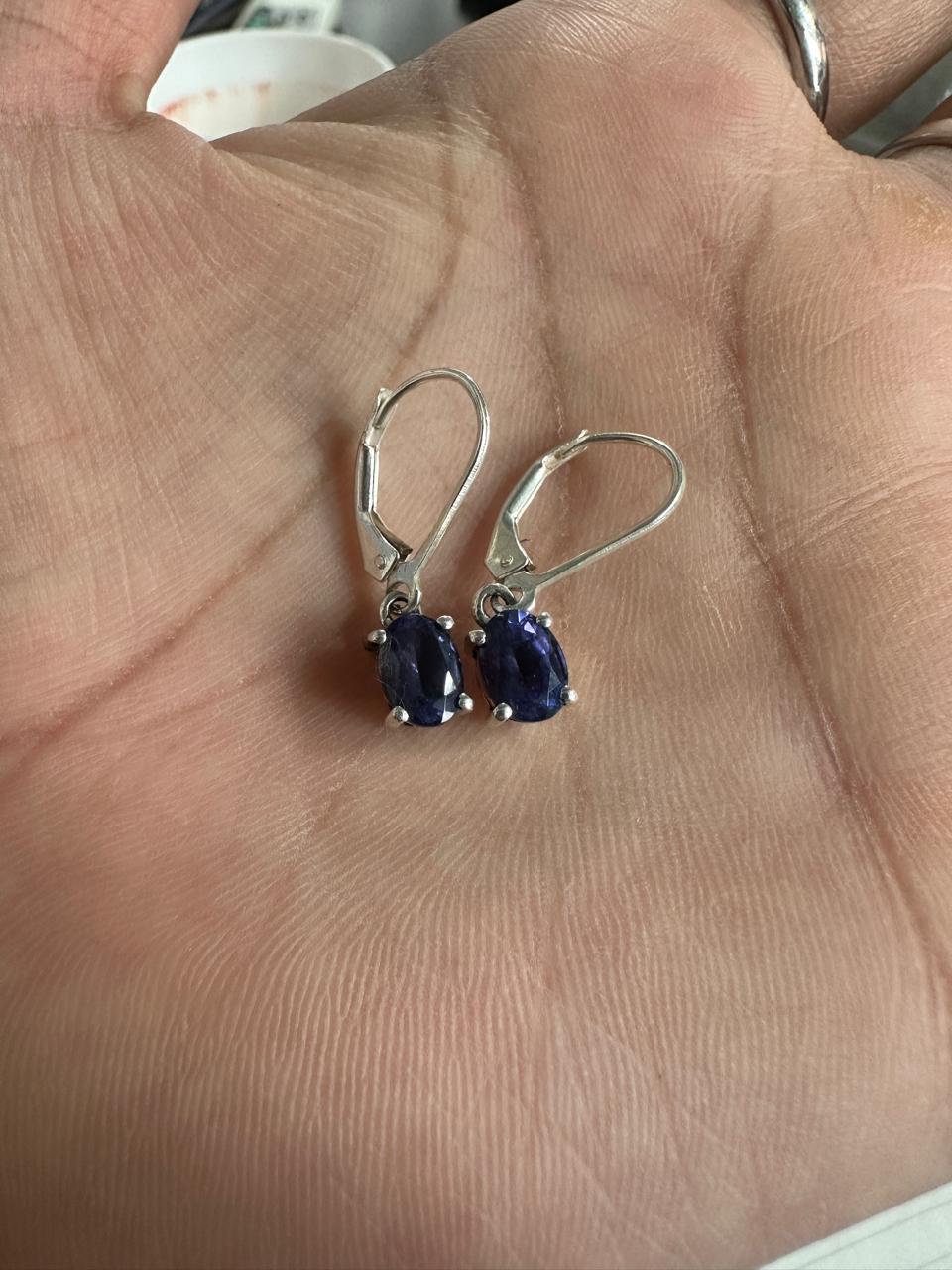 Oval Tanzanite Drop Earrings | 925 Sterling Silver | First Anniversary Gift for her