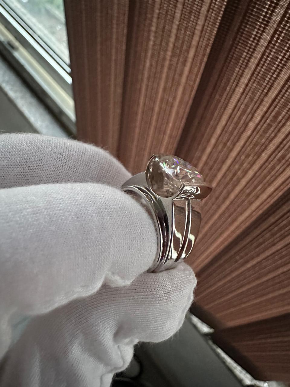 Chunky Moissanite Ring for Men | Platinum Over Sterling Silver