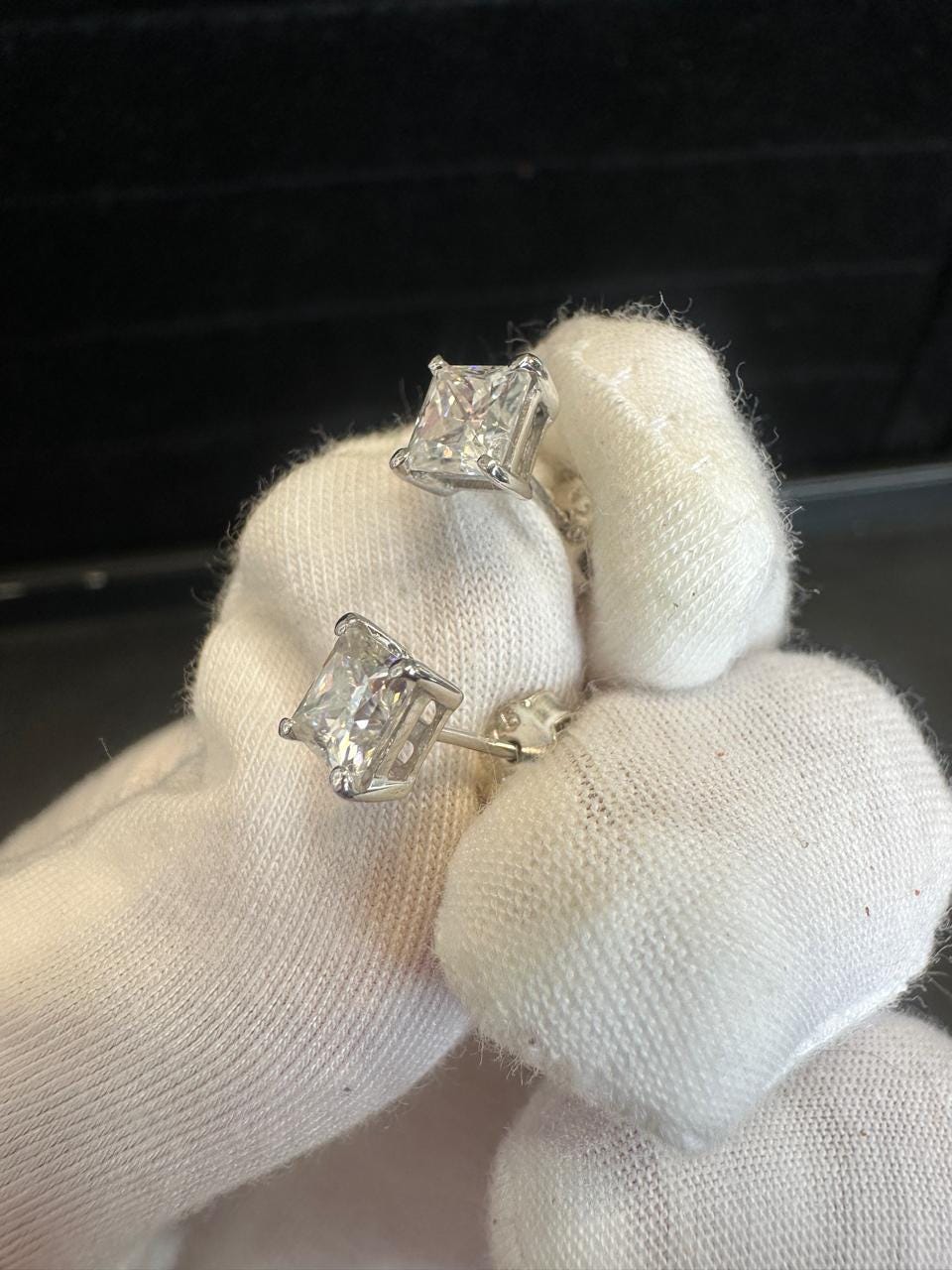 Princess Cut Moissanite Stud Earrings | 925 Sterling Silver