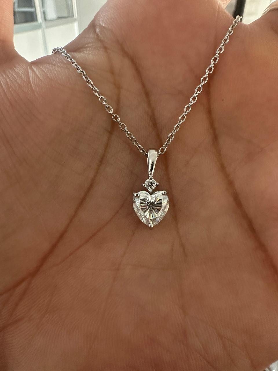 Heart Moissanite Pendant Necklace for women: 925 Sterling Silver, Love Jewelry, Solitaire Pendant