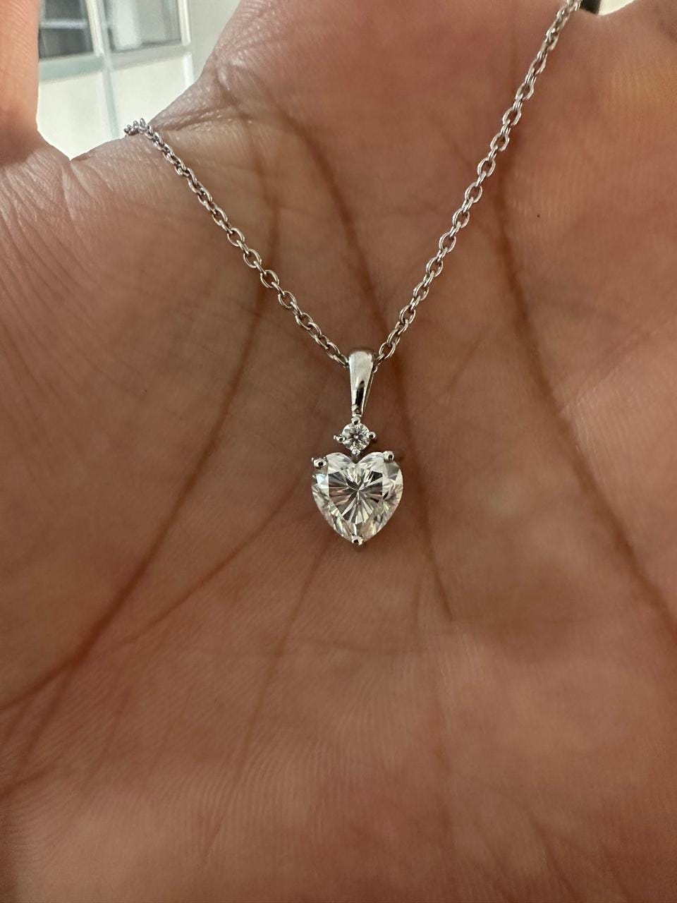 Heart Moissanite Pendant Necklace for women: 925 Sterling Silver, Love Jewelry, Solitaire Pendant