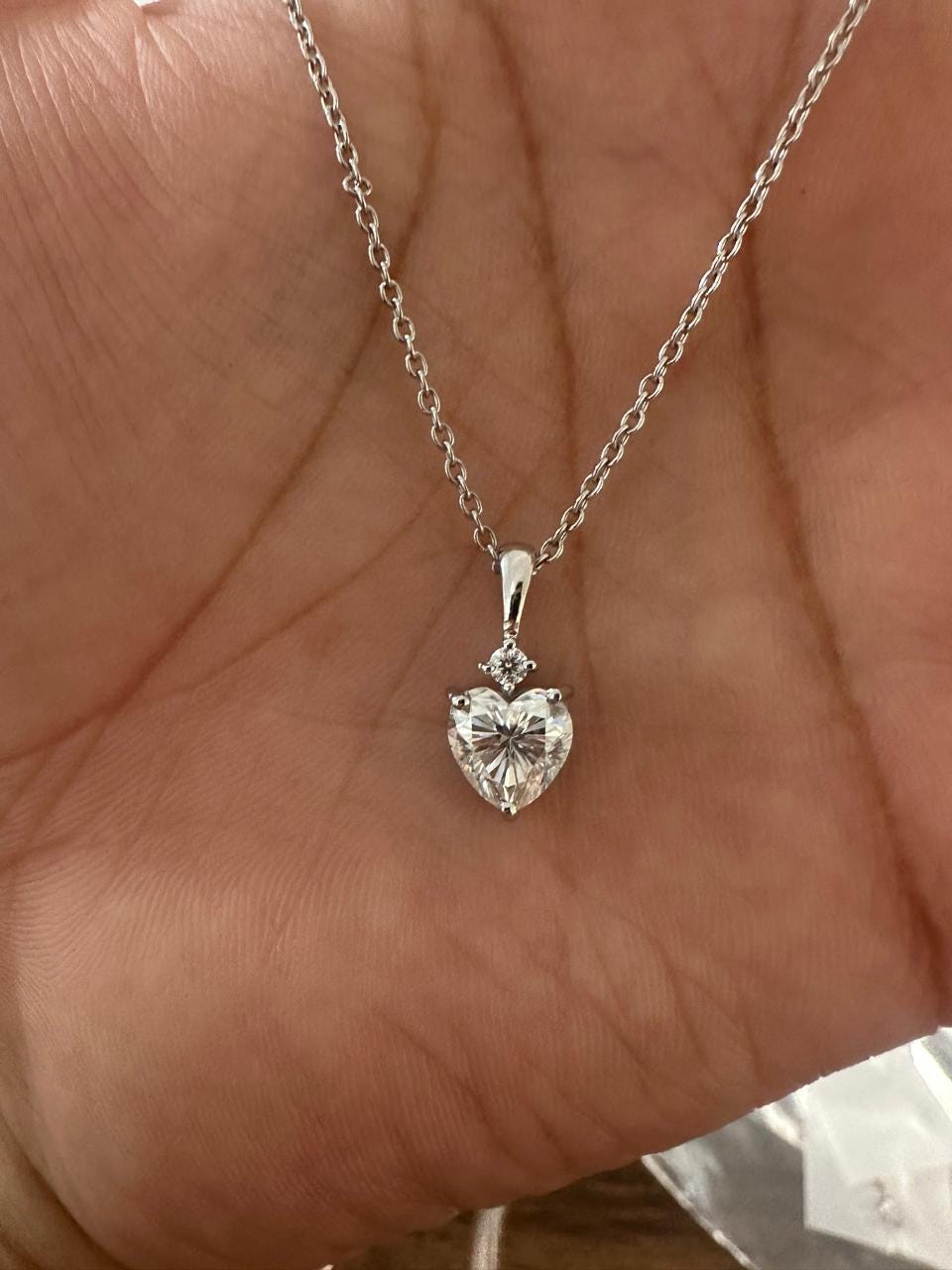Heart Moissanite Pendant Necklace for women: 925 Sterling Silver, Love Jewelry, Solitaire Pendant