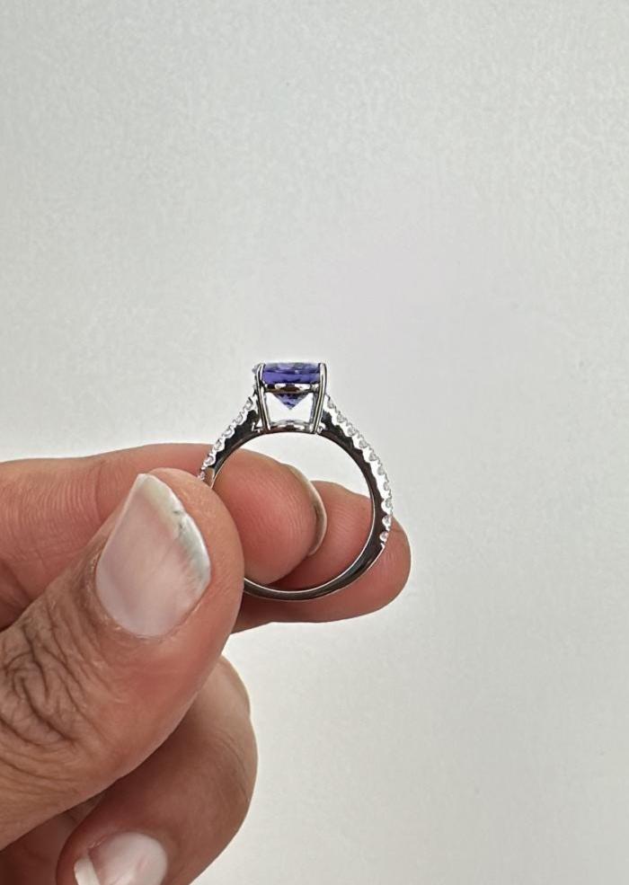 3CT Oval Tanzanite Engagement Ring, Solid 14k Gold, First Anniversary Gift for her