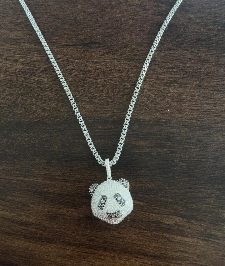 Iced Out Panda Pendant | Moissanite Pendant Unisex Jewelry | Hip Hop Bling Necklace Charm | Unique Statement Gift for Him or Her