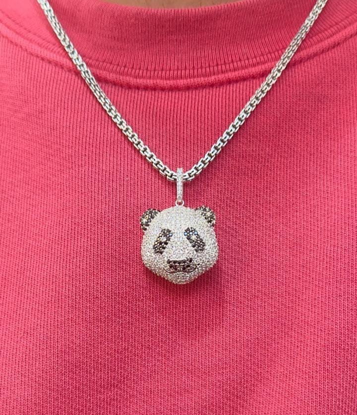 Iced Out Panda Pendant | Moissanite Pendant Unisex Jewelry | Hip Hop Bling Necklace Charm | Unique Statement Gift for Him or Her