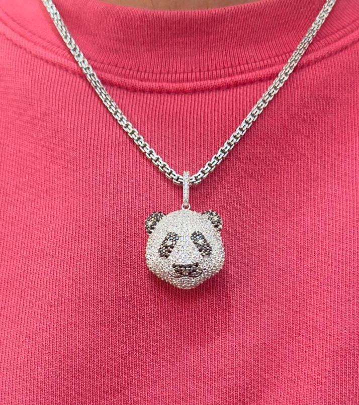 Iced Out Panda Pendant | Moissanite Pendant Unisex Jewelry | Hip Hop Bling Necklace Charm | Unique Statement Gift for Him or Her