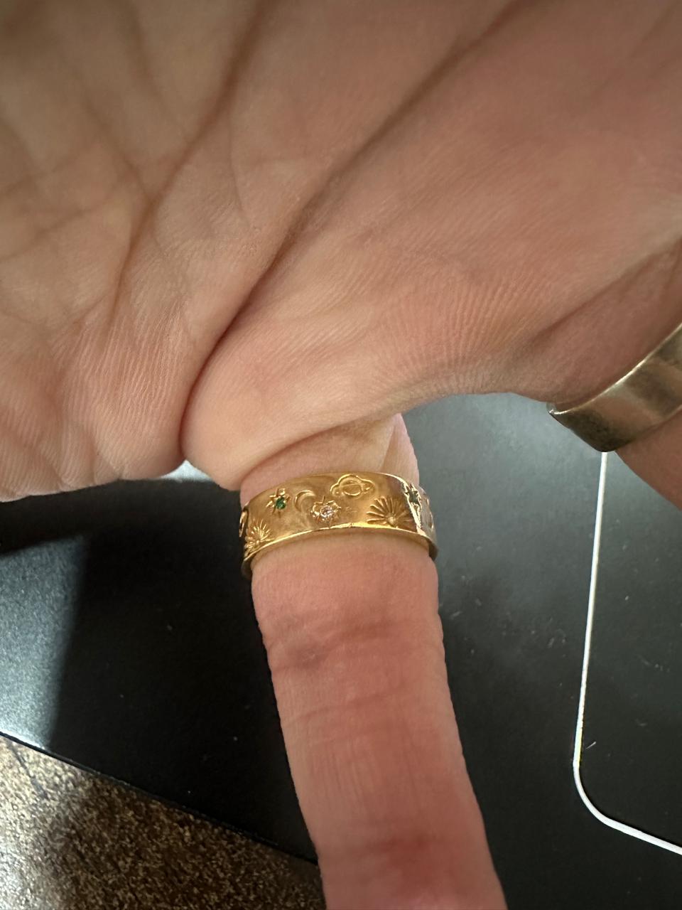 Celestial Sun Moon Star Ring | 14k Yellow Gold Finish, Sterling Silver