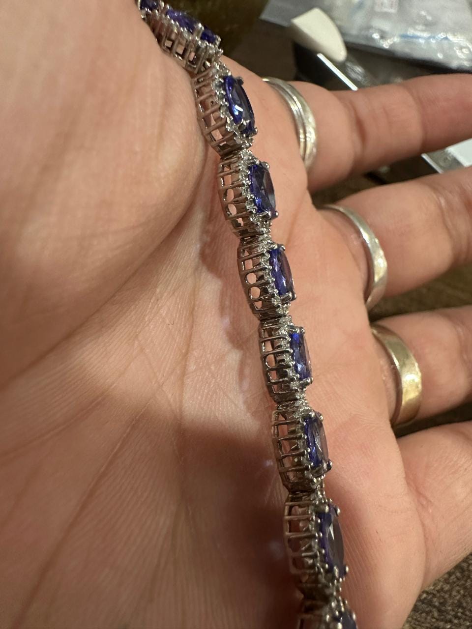 14k Gold Tanzanite Diamond Halo Bracelet | 20 CT Rare Gemstone Jewelry for her