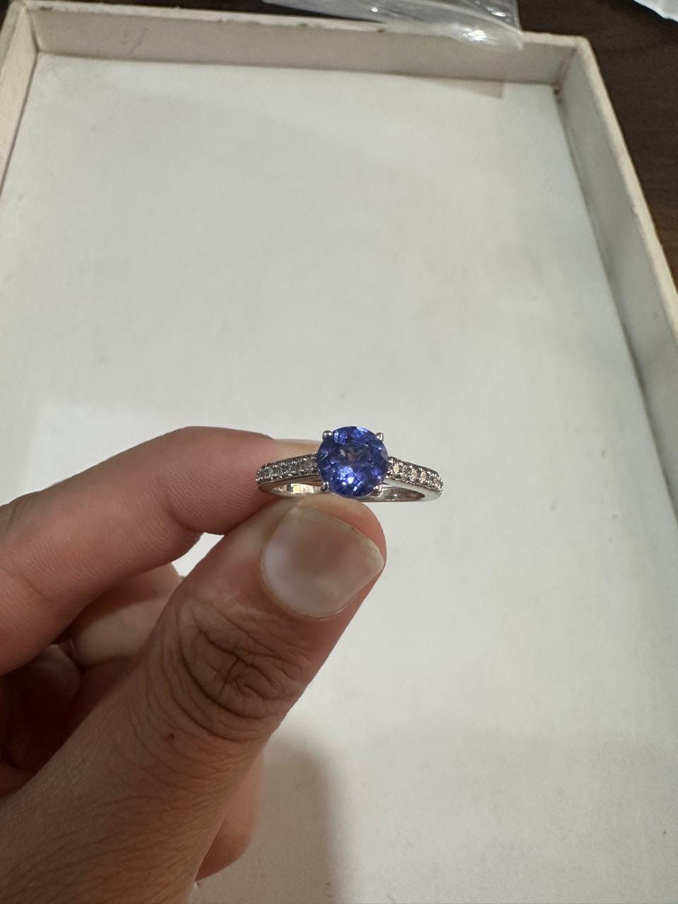 14K White Gold Tanzanite Pave Engagement Ring | 1 CT Rare Gemstone Jewelry for Gift