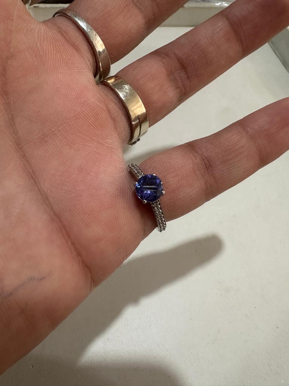 14K White Gold Tanzanite Pave Engagement Ring | 1 CT Rare Gemstone Jewelry for Gift