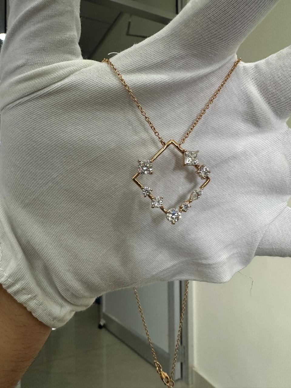 Unique Moissanite Pendant Necklace: Multi Shape Diamond Pendant for gift