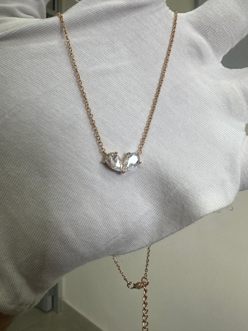 Romantic Pear Moissanite Pendant Necklace | 18k Gold Vermeil, 2 Carat Sparkle