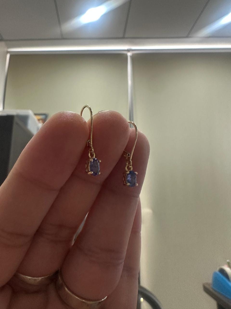 14K Gold Tanzanite Drop Earrings | December Birthstone, Lever Back Dangle Jewelry for gift
