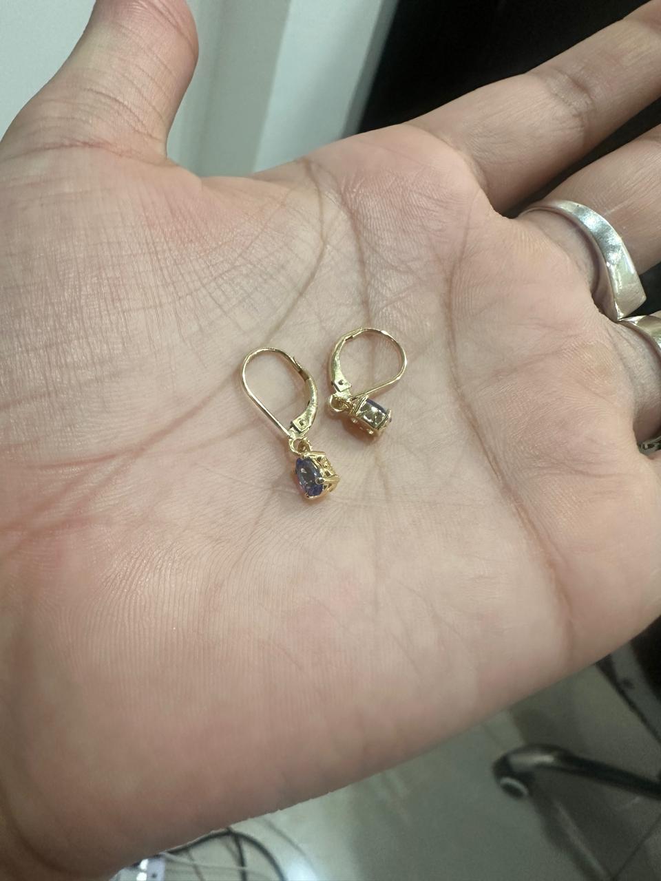 14K Gold Blue Tanzanite Dangle Earrings: Minimal Earrings for Gift, December Birthstone