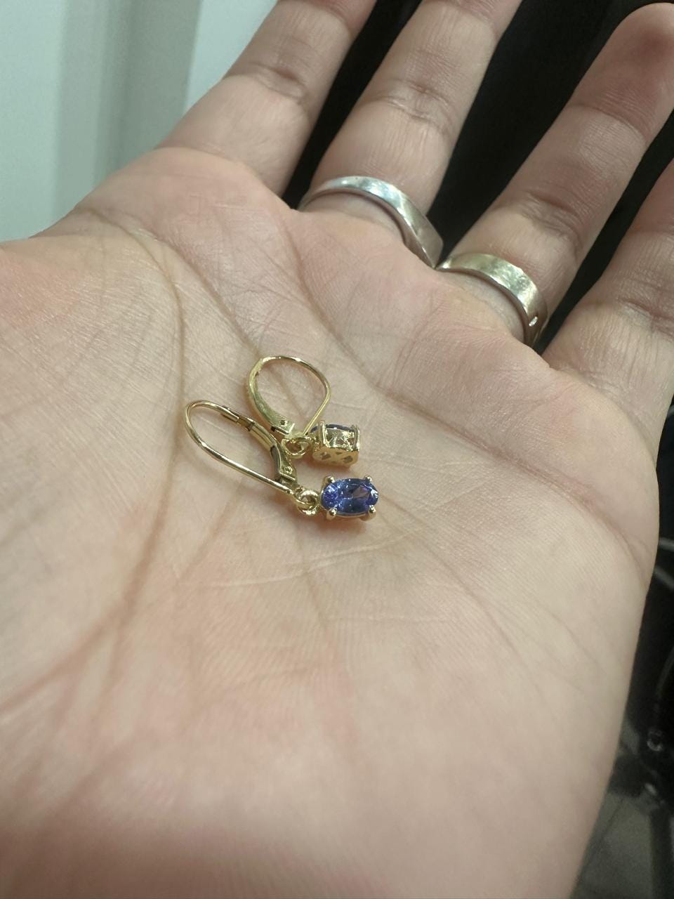 14K Gold Blue Tanzanite Dangle Earrings: Minimal Earrings for Gift, December Birthstone