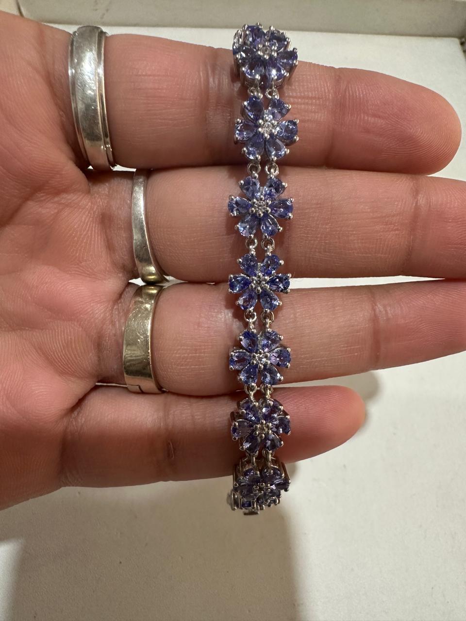 Natural Tanzanite Bracelet for Gift, 925 Sterling Silver, Unique Anniversary Jewelry for her
