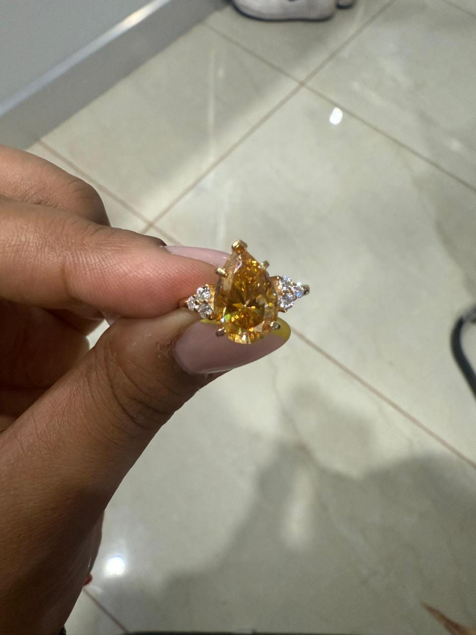 4CT Yellow Pear Moissanite Ring | 14K Yellow Gold, Luxury Engagement Gift for her