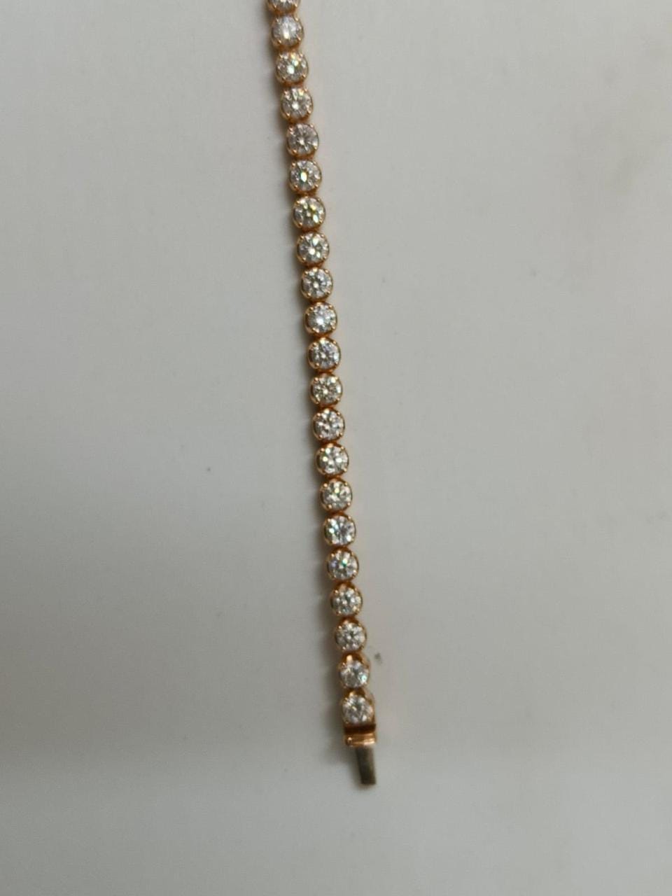 Moissanite Tennis Bracelet: 14K Gold Vermeil, Round Cut (13 Carats)