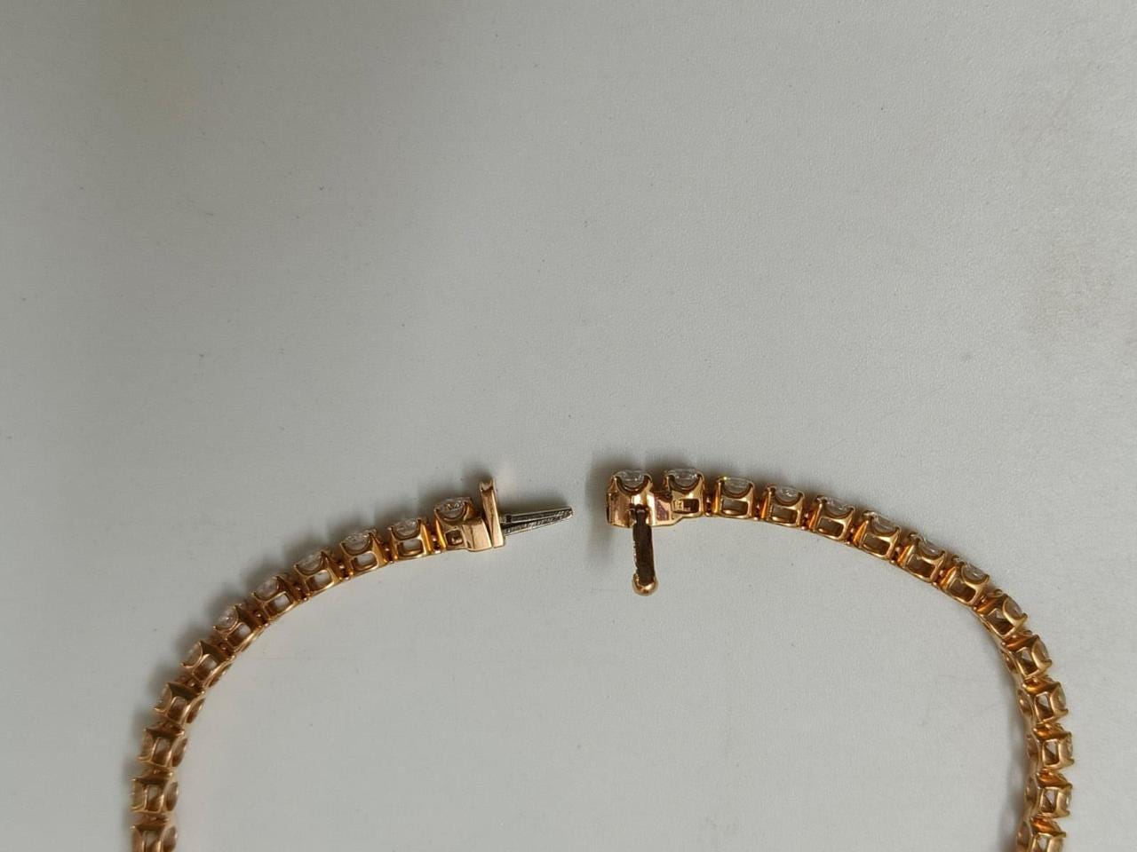 Moissanite Tennis Bracelet: 14K Gold Vermeil, Round Cut (13 Carats)