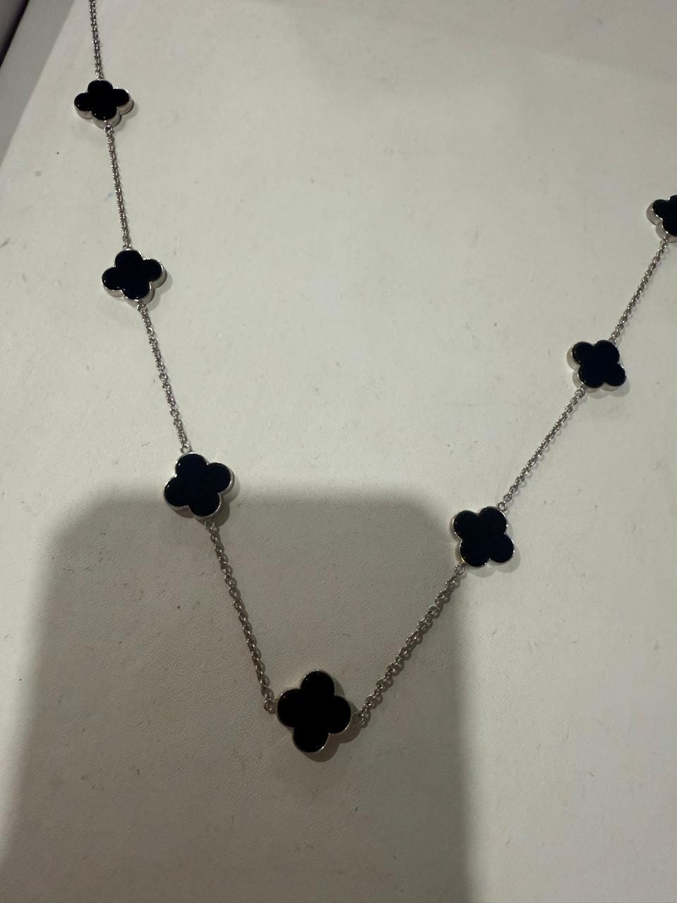 Sterling Silver Black Clover Necklace - Minimalist Lucky Charm