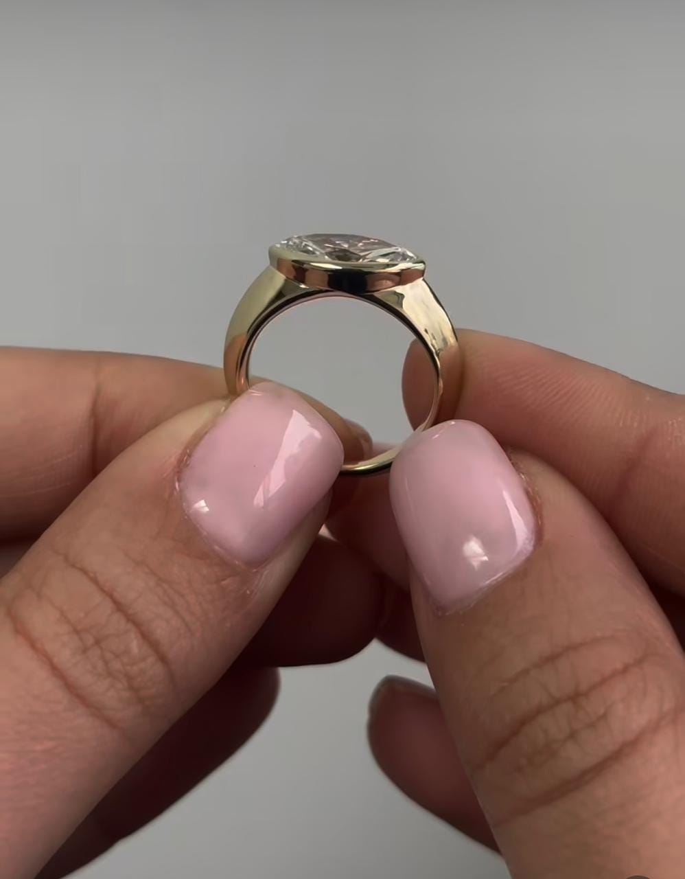 1 Ct Moissanite Signet Ring: 14K Yellow Gold, Marquise Cut Solitaire Ring for her