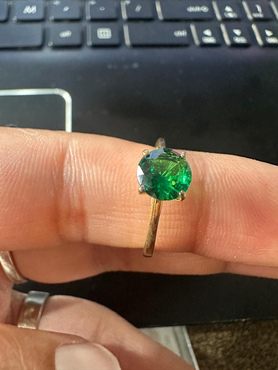 Lab-Grown Emerald Solitaire Ring: 14K Yellow Gold Engagement Ring