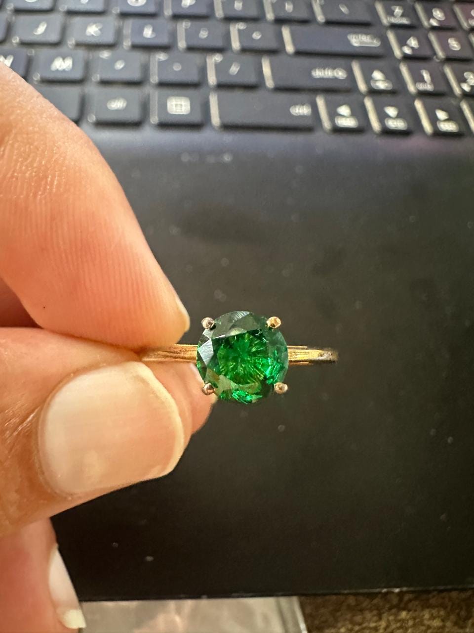Lab-Grown Emerald Solitaire Ring: 14K Yellow Gold Engagement Ring