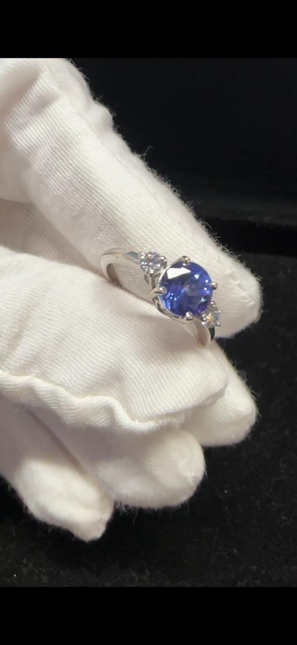 14k Gold Tanzanite Diamond Engagement Ring - First Anniversary Gift for wife