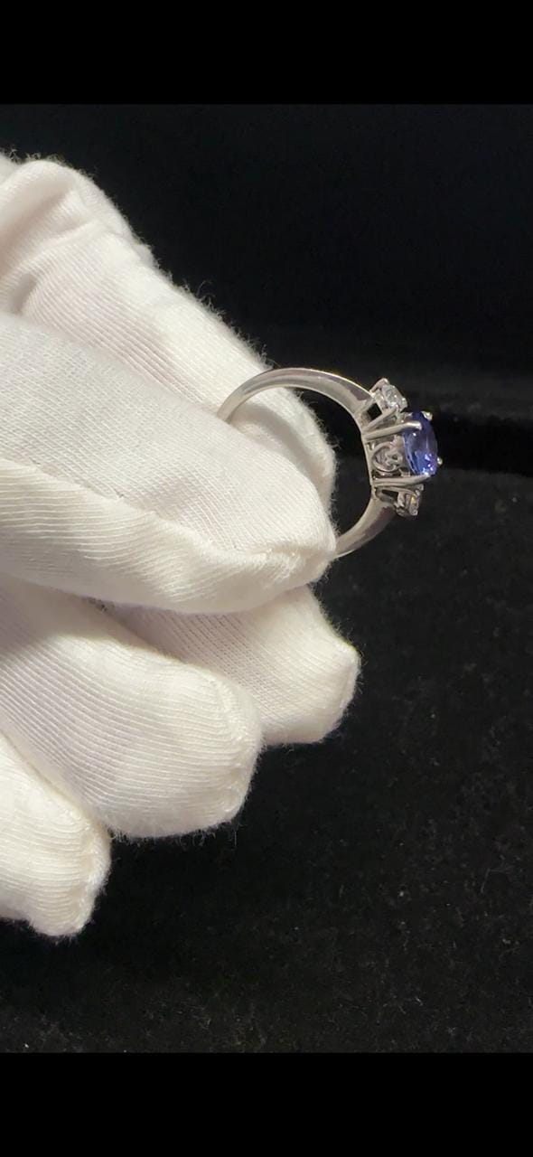 14k Gold Tanzanite Diamond Engagement Ring - First Anniversary Gift for wife