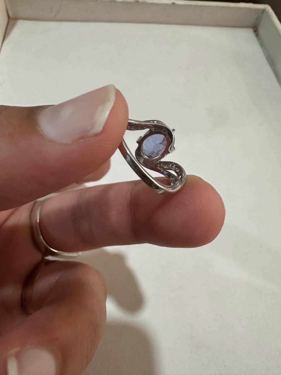 3 CT Natural Oval Tanzanite Engagement Ring, 14K White Gold, December Birthstone, Twisted Band